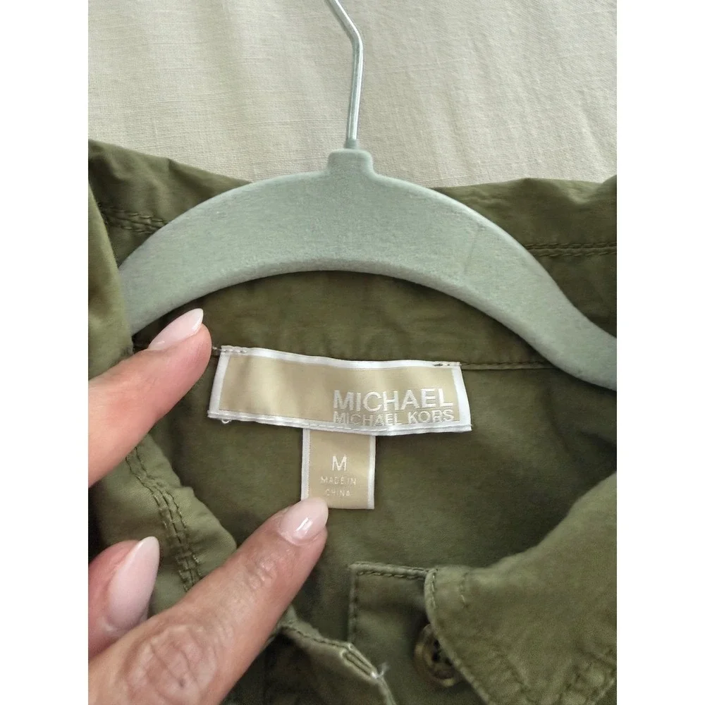 Michael Kors Olive Utility Jumpsuit Cargo Safari Military Chic Medium‎